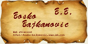 Boško Bajkanović vizit kartica